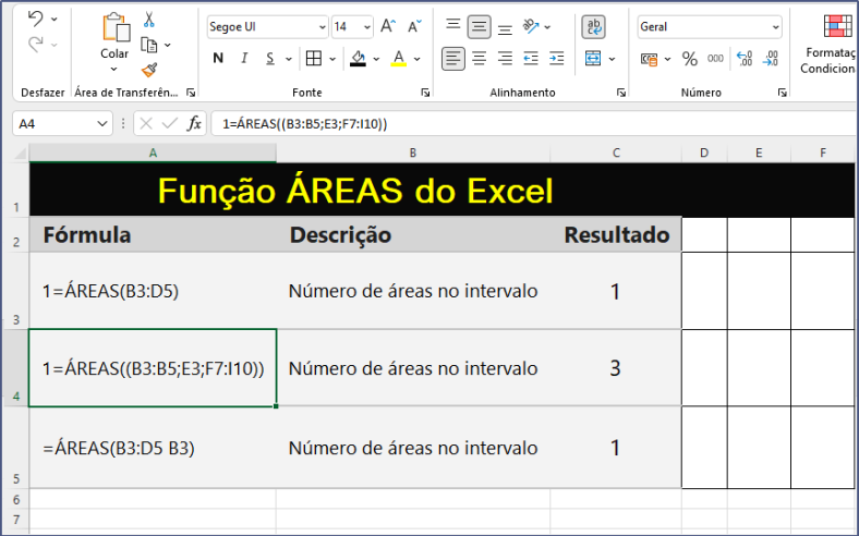 Função ÁREAS do Excel saiba como usar Tudo Excel