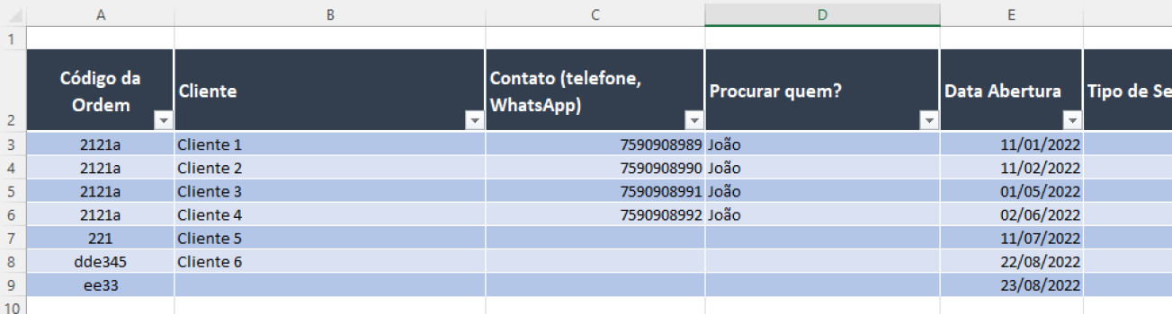 Planilha De Ordem De Servi Os Excel Baixe Gr Tis Tudo Excel