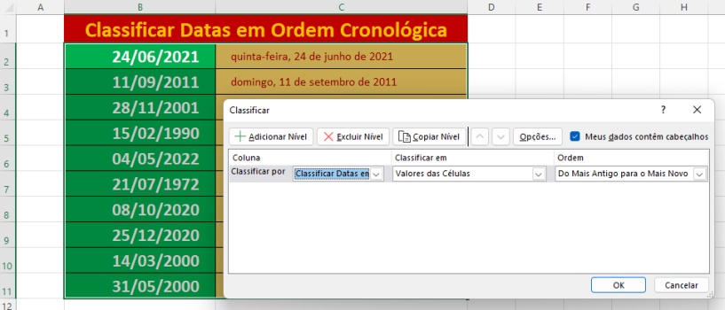 Como Classificar Datas Em Ordem Cronol Gica No Excel Tudo Excel