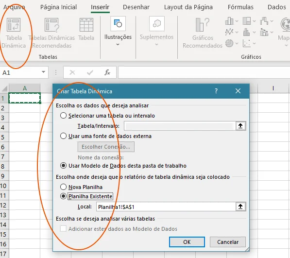 selecionar dados externos de outras planilhas