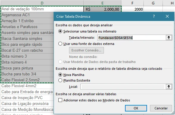 Vamos criar nossa primeira tabela dinâmica