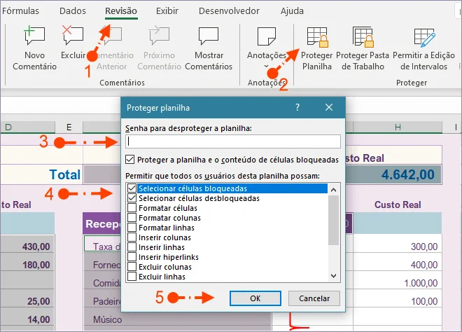 Guia Revisão Selecionar Células Bloqueadas