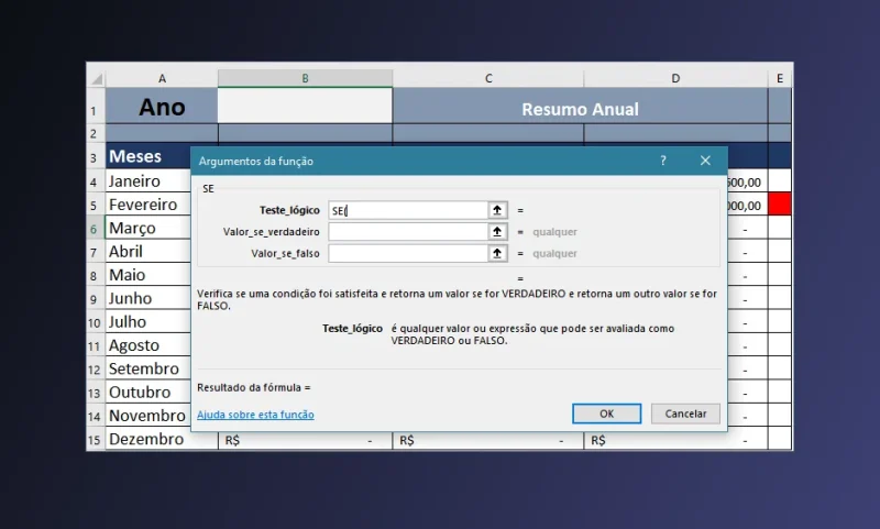Função SE do Excel com exemplos
