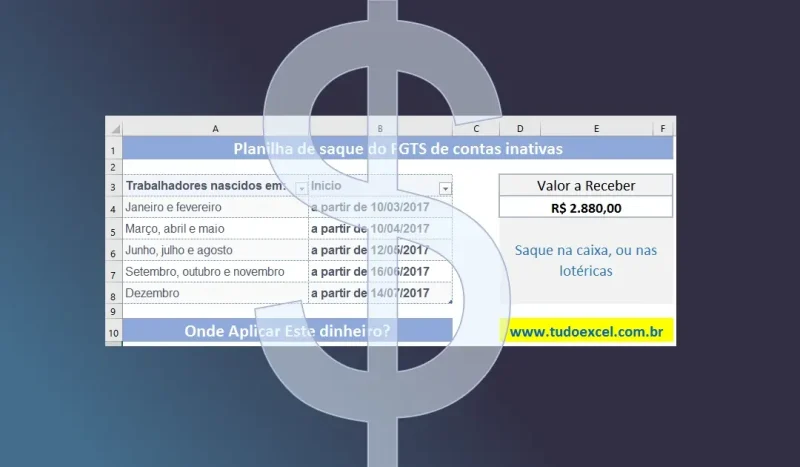 Planilha do FGTS para Investimento