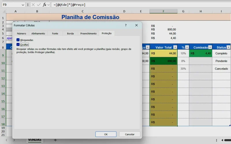 Ocultar e Proteger Fórmulas da Planilha