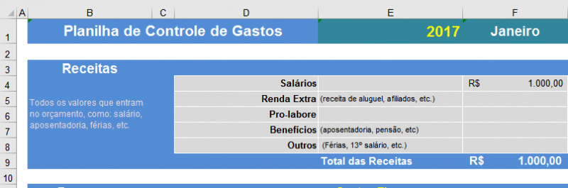 Planilha de Controle de Gastos