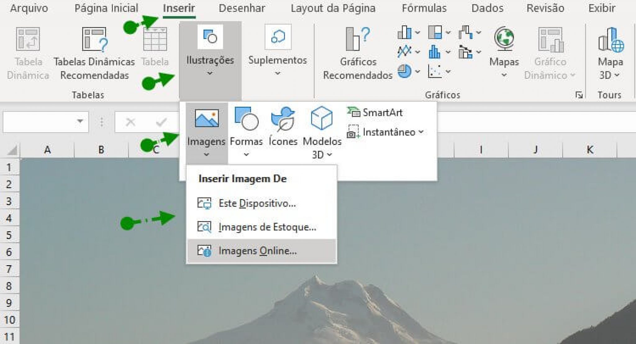 Como Inserir Imagens Online Em Um Documento Do Excel 2019
