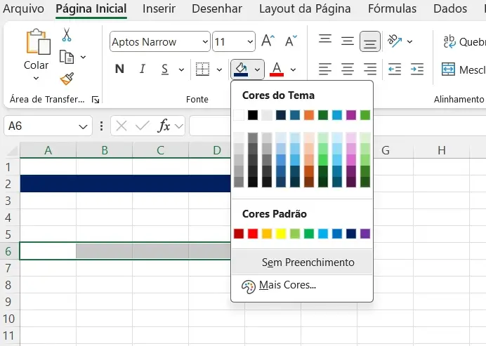 Aplicar cores de fundo nas células da planilha