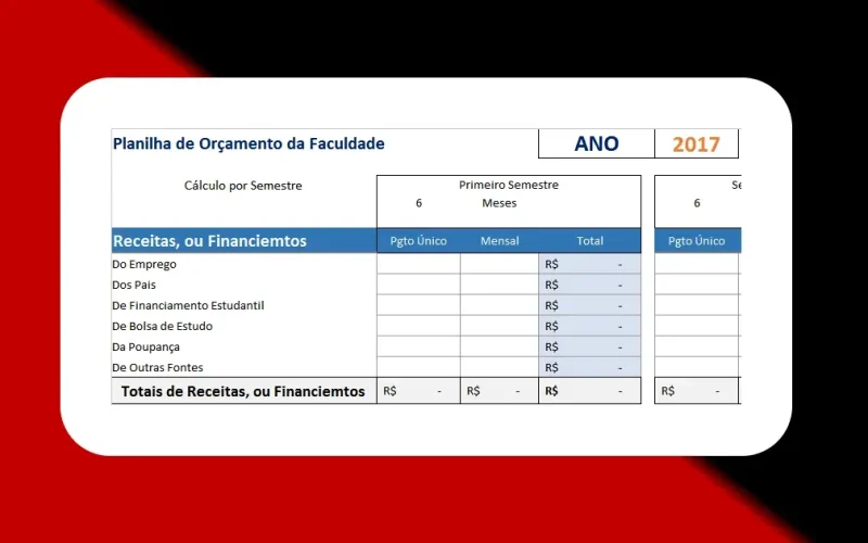 Planilha de Orçamento da Faculdade