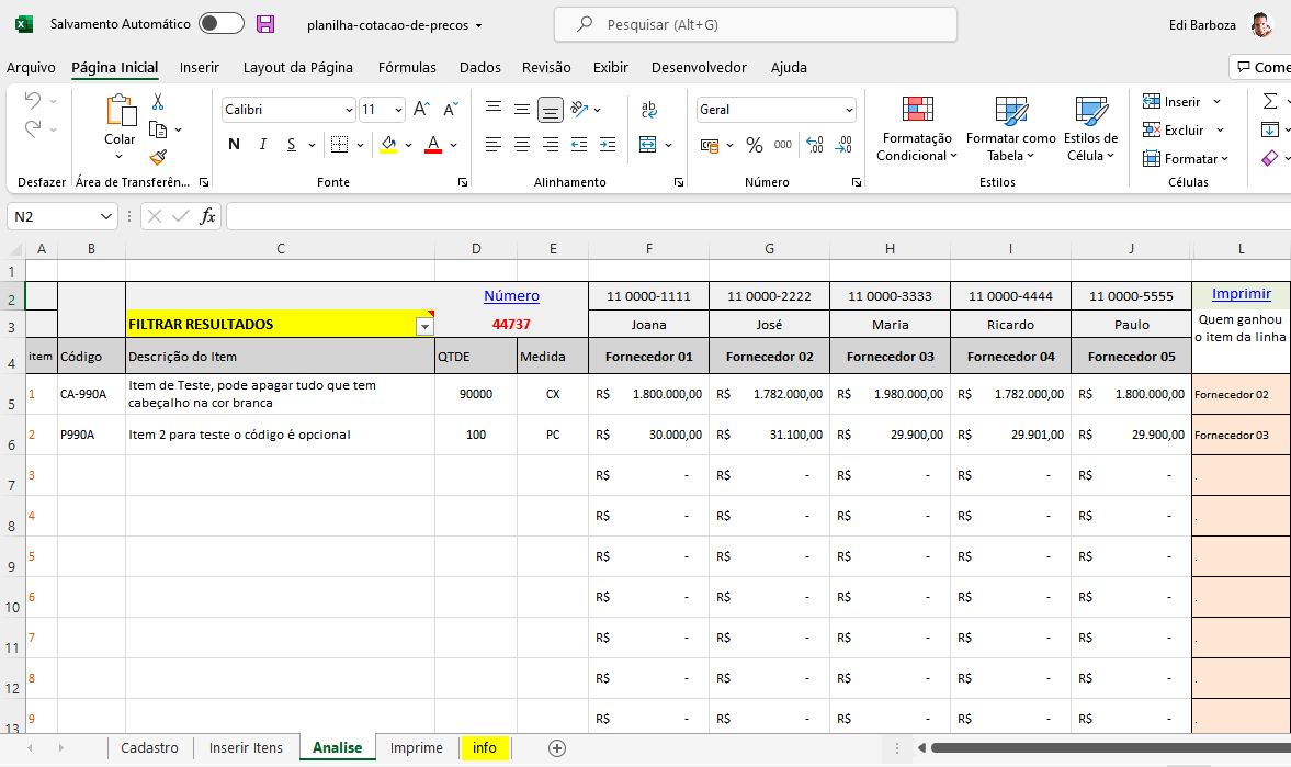 Planilha De Cotação De Preços Tudo Excel