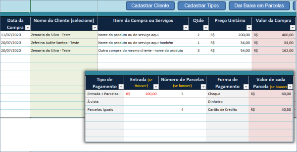 Controle de Débitos na Planilha Excel