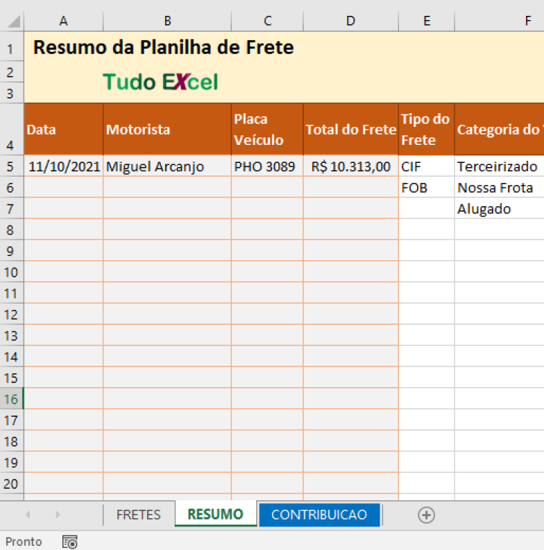 Planilha Grátis Para Controle De Frete E Entregas Tudo Excel 7475