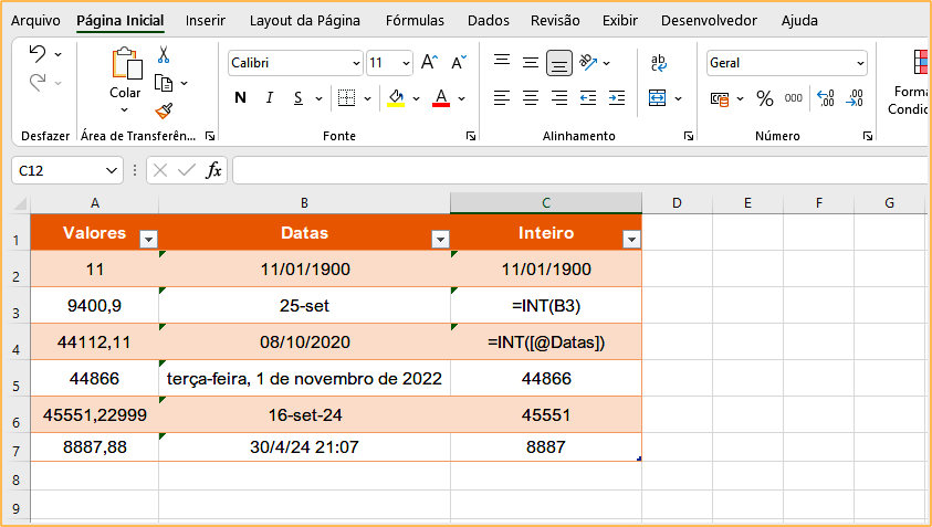 Separar ou dividir data e hora de uma célula para duas células no Excel