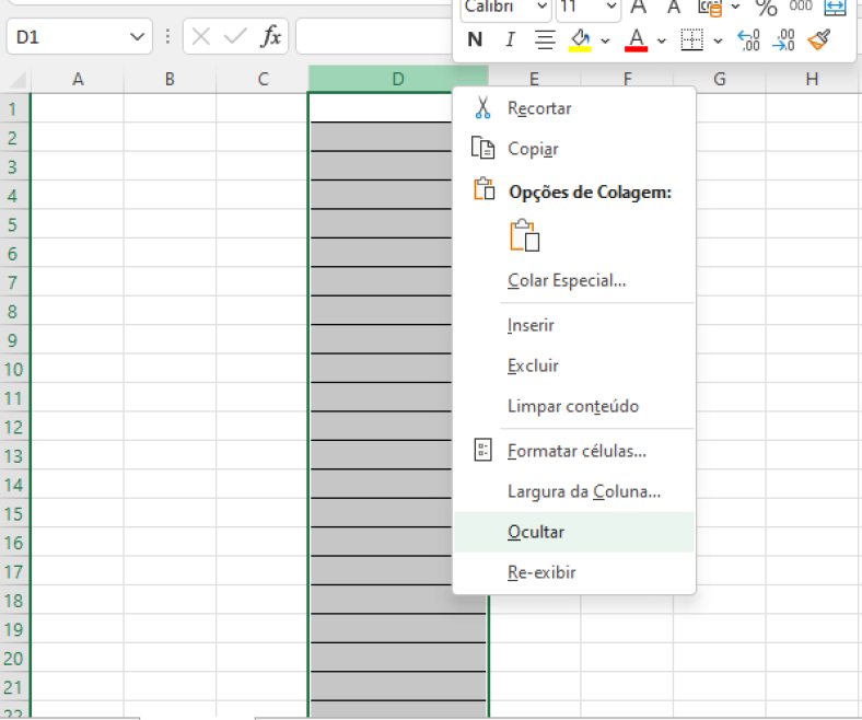 Como ocultar células linha e colunas não utilizadas no Excel Tudo Excel