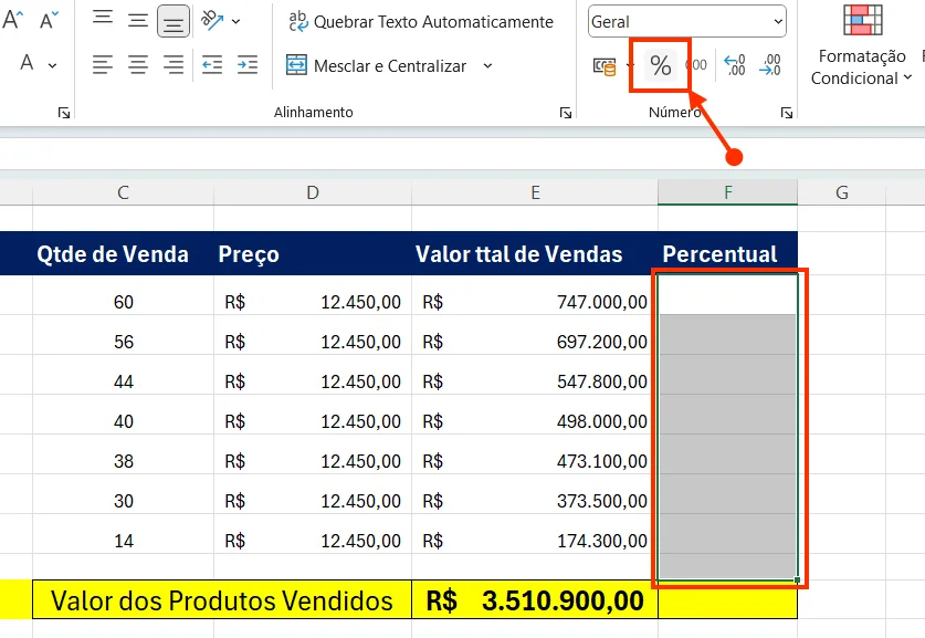 Formatar Coluna Como Porcentagem