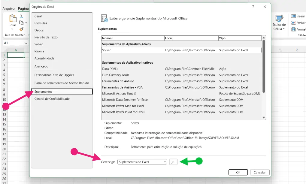 carregar o Analysis ToolPak